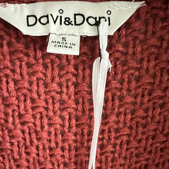 NWT Davi & Dani Rust Chunky Knit Open Front Cardigan – Women’s Small - Picture 9 of 11